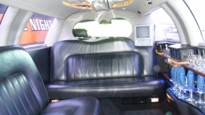 TV and DVD player inside our Black Limousine