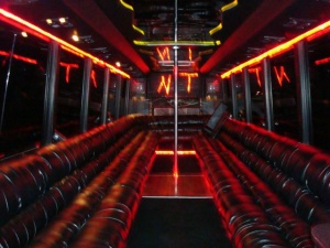 Black VIP Limo Party Bus (Interior, Party Lights)