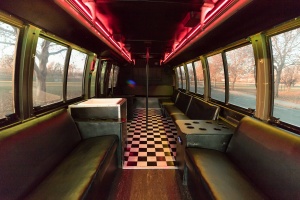 Orange Party Bus (Interior, Rear, Red Lighting, View 1)